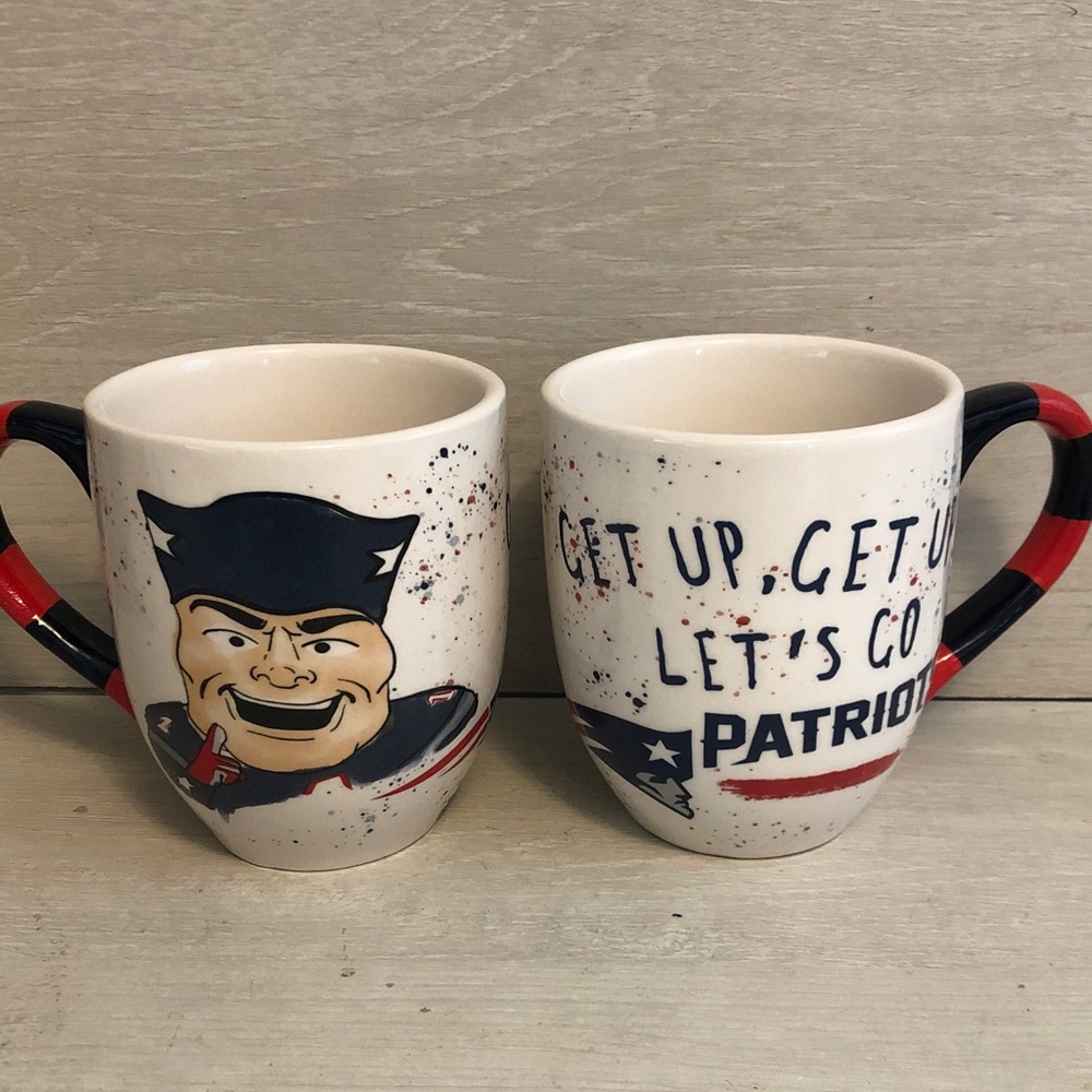 New England Patriots Large 14oz Ceramic Coffee Mugs Hot Chocolate  Lot of 2